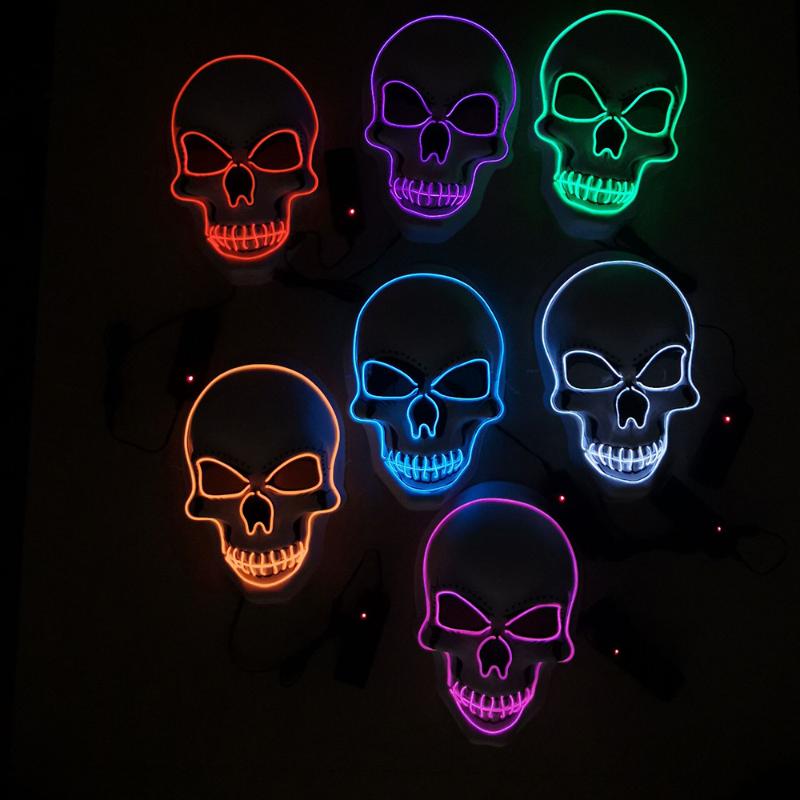 1Pcs Fashion Horror Halloween Skull Mask Led Light Cosplay Costume Cosplay Mask Halloween Party Supplies Halloween Party