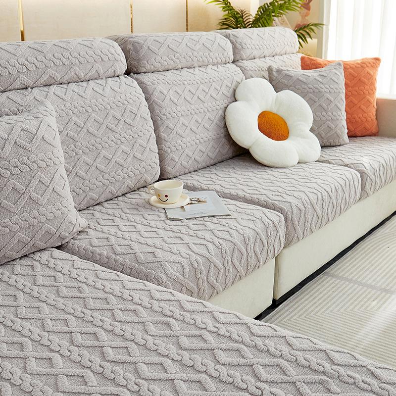 

Эластичный нескользящий чехол для дивана, полосатый замшевый универсальный чехол, зимний диван, шикарная простая современная утолщенная подушка 65-85cm*65-85cm светло-серый