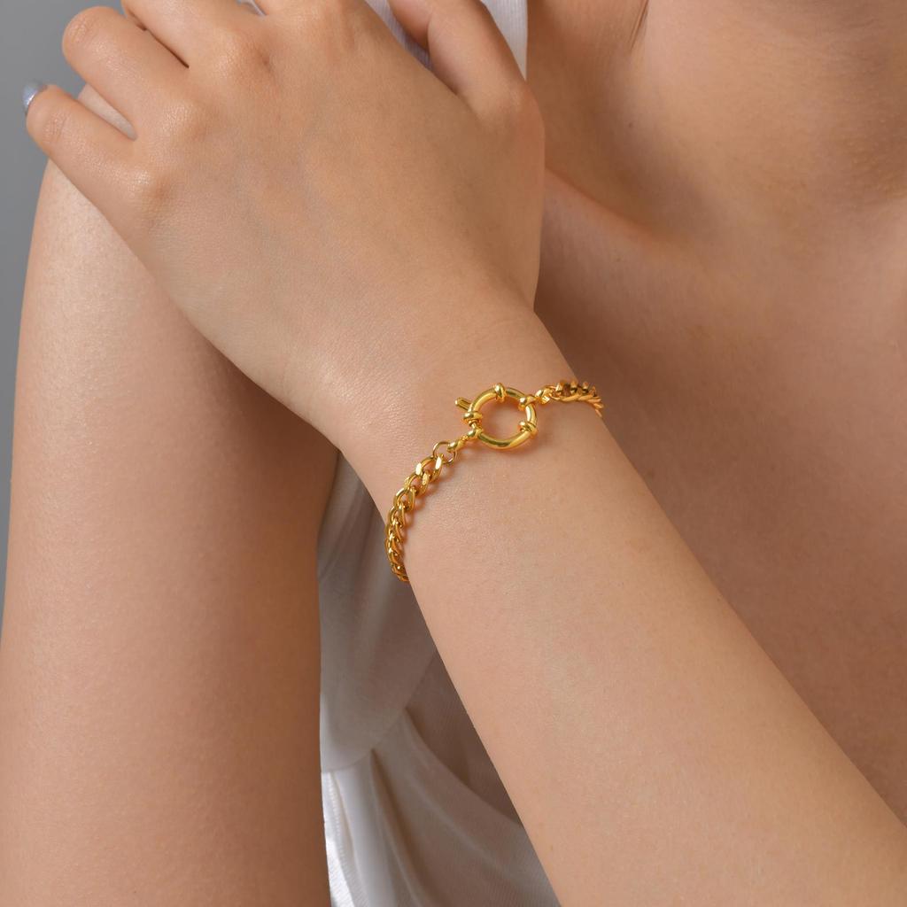 Fashion Stainless Steel Bubble Buckle Gold Bracelet Twist Chain Bead Separator Chain Round Snake Chain Nc Chain Women'S Jewelry 2465