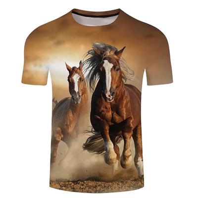 T-shirt da uomo 3d stampata con cavallo 2022 Magliette girocollo a manica corta con cavallo Abbigliamento street Tendenza hip-hop Abbigliamento maschile Estate 6xl Magliette Top