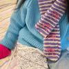 Japanese Korean Autumn Winter Girls' Lamb Wool Scarf Color Block Niche Dopamine Warm Neck Warmer