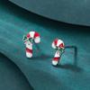 European & American Christmas-Themed Red Enamel Reindeer Santa Claus Stud Earrings for Women