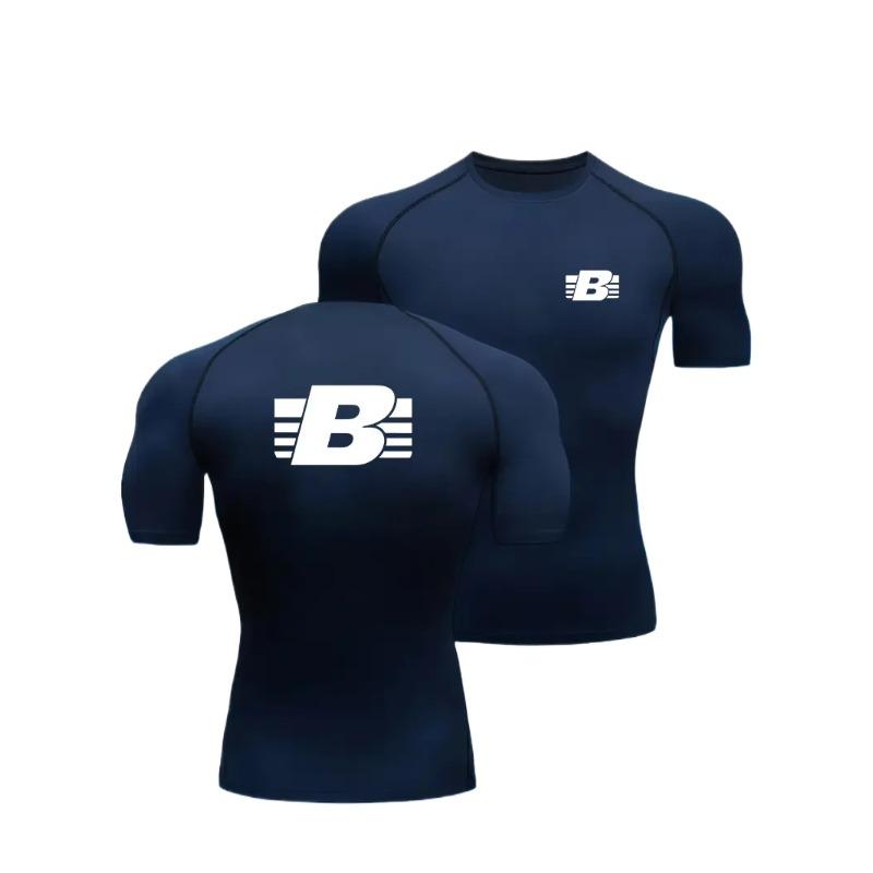 Men's Compression Running T-shirt Fitness Gym Tight Shirt Sleeve Sport Training Sportswear Sweat-Resistant Fashion Jogging High-Elasticity Tops