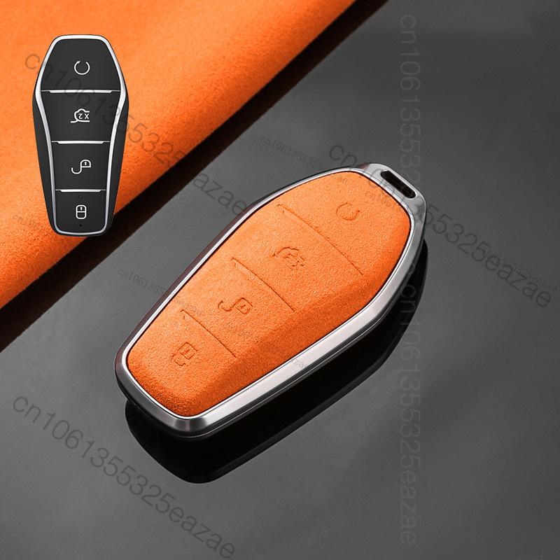 Metal Suede Car Remote Key Cover Case Holder Shell Fob For Byd New Atto 3 Atto2 Song Pro Han Tang Shark Dolphin Seal U Sealion 7