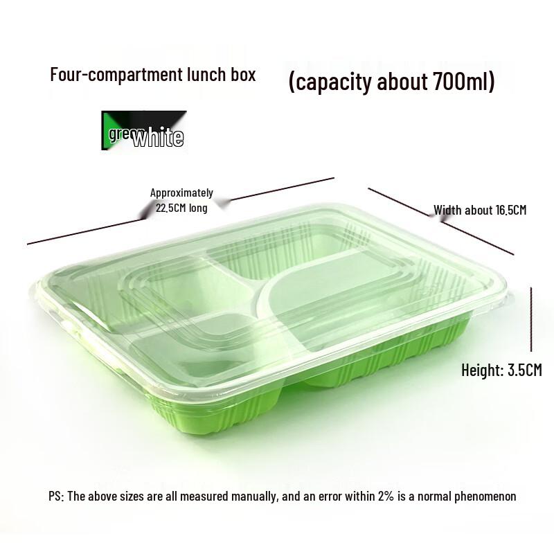 Disposable 4-Compartment Meal Prep Containers with Lids