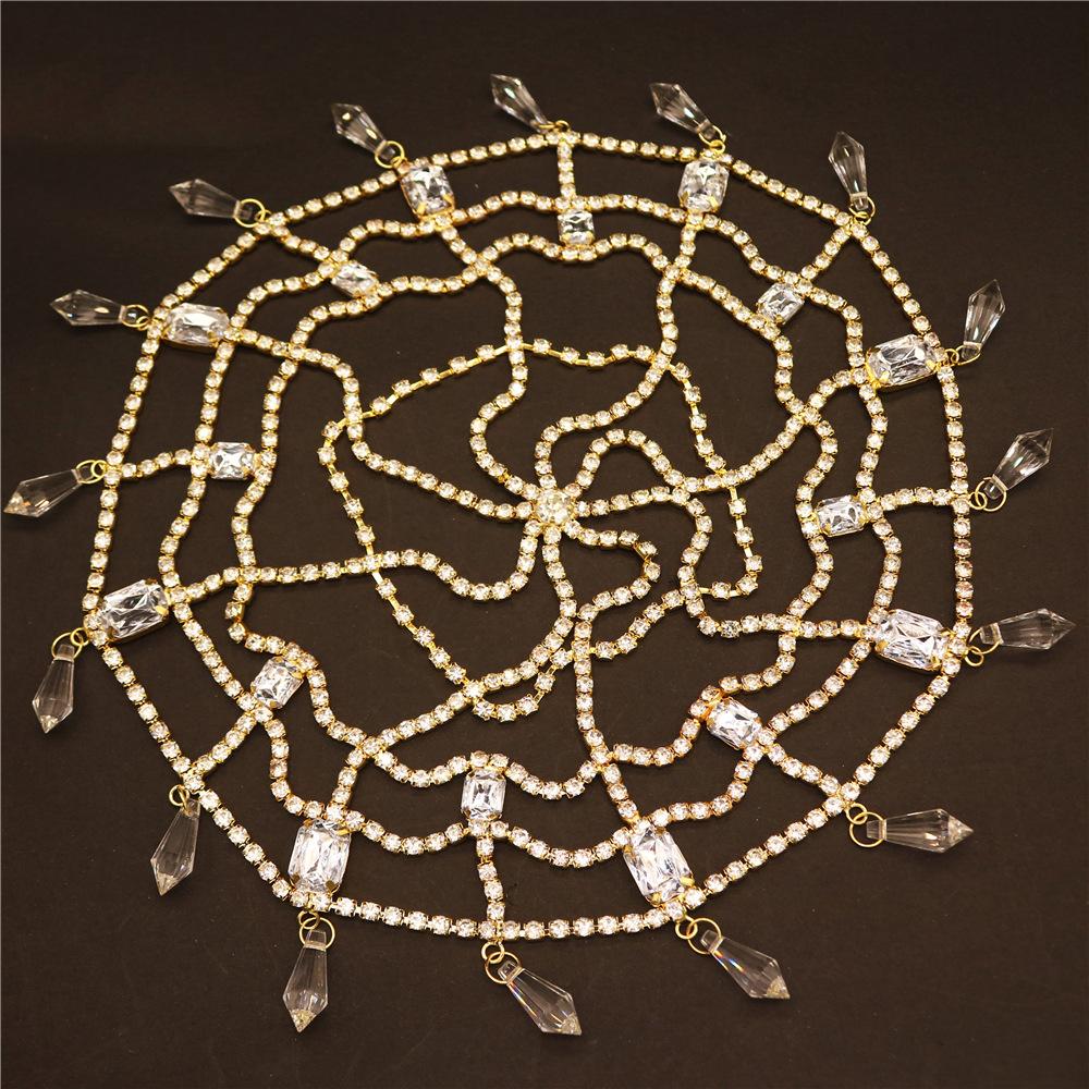 Elegante Fascia con Strass Accessorio per Capelli Moda Donna Cappello Quadrato Retrò Catena Copricapo
