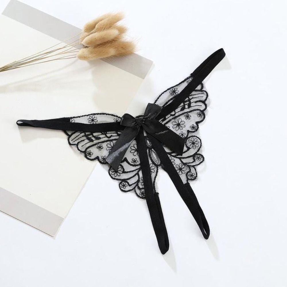 Thin Belt Lace Embroidered Panties Butterfly Bowknot T-Pants Lingerie Sexy Mesh Thongs  Gift