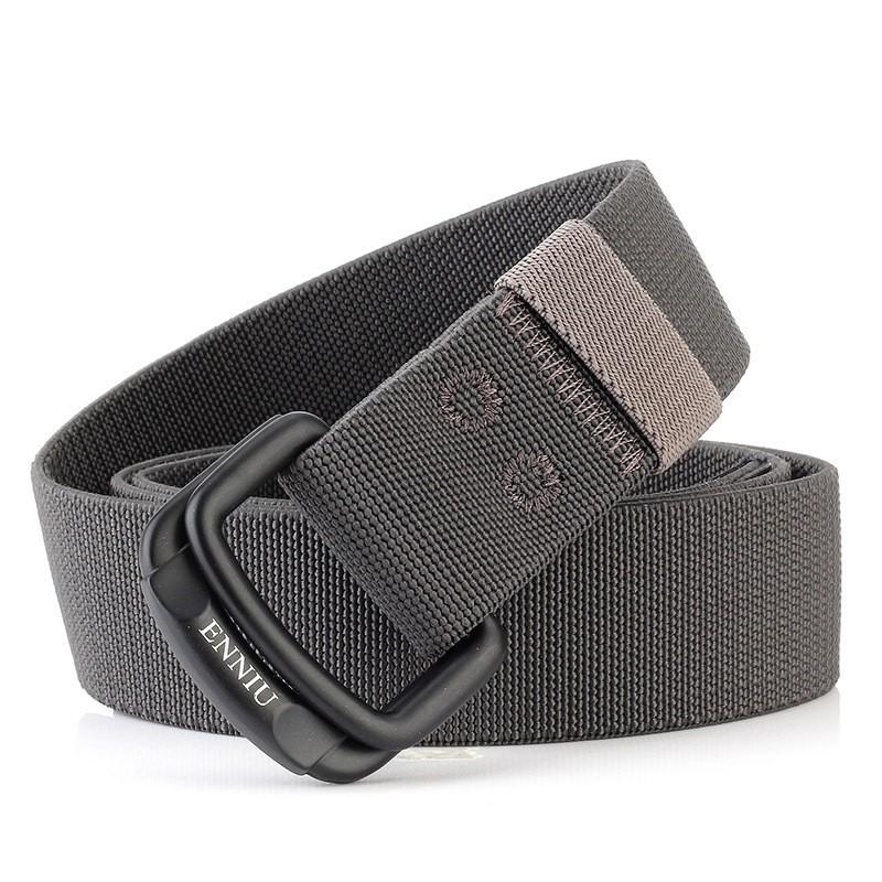 

TUSHI Double Loop Buckle Elastic Nylon Belt Men s Trendy Casual Waist Canvas Knitted Trousers 120cm темно-серого