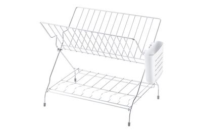 Richell Silikon Geschirr Faltbares Geschirr Faltbarer Abtropfständer, Weiß, Shelly, 2-stufiger Abtropfständer, Antibakteriell, Kompakt,