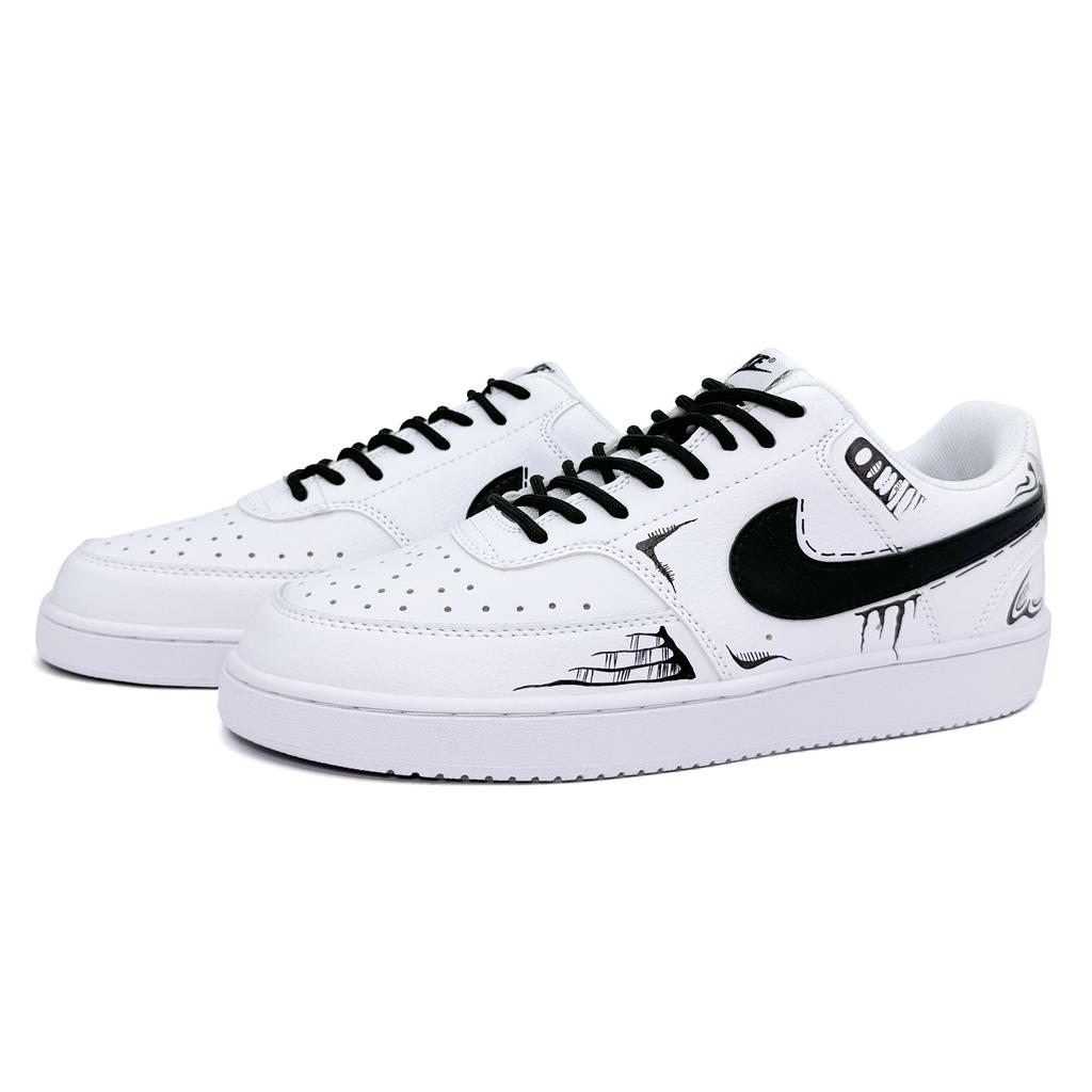 Nike Court Vision 1 Punk Cereta Slip Resistant Abrasion Resistant Low top Skateboard Shoes Unisex Black White DH2987-101(team488-)