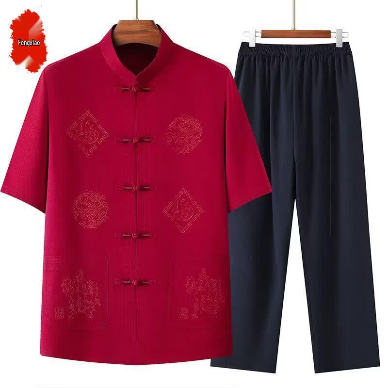 Men's Summer Chinese Style Tang Suit Set