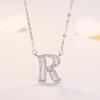 Personalized Initial Pendant Necklace Copper Plated White Gold Letter Charm Women Fashion OL Style