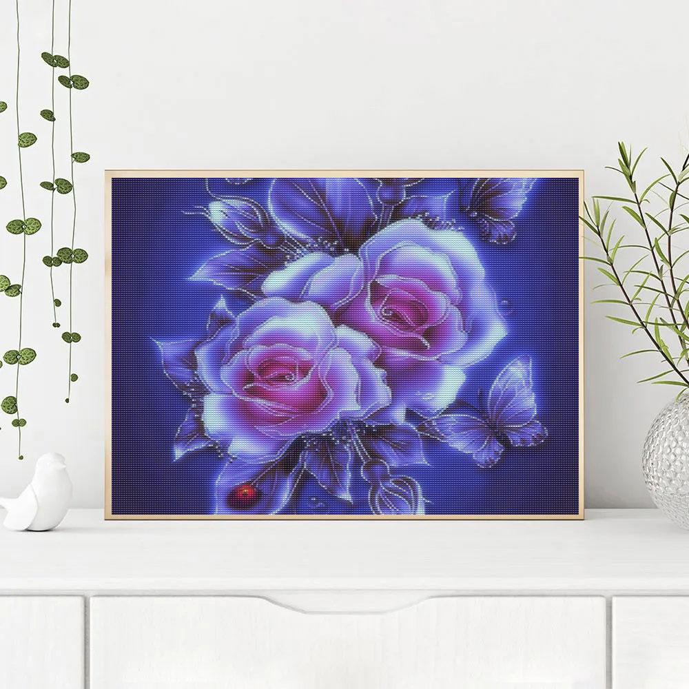 5D Diamond Painting Full Round Flowers Embroidery Home Decoration Mosaic Cross Stitch Handmade Gift 30x40cm/12x16inch