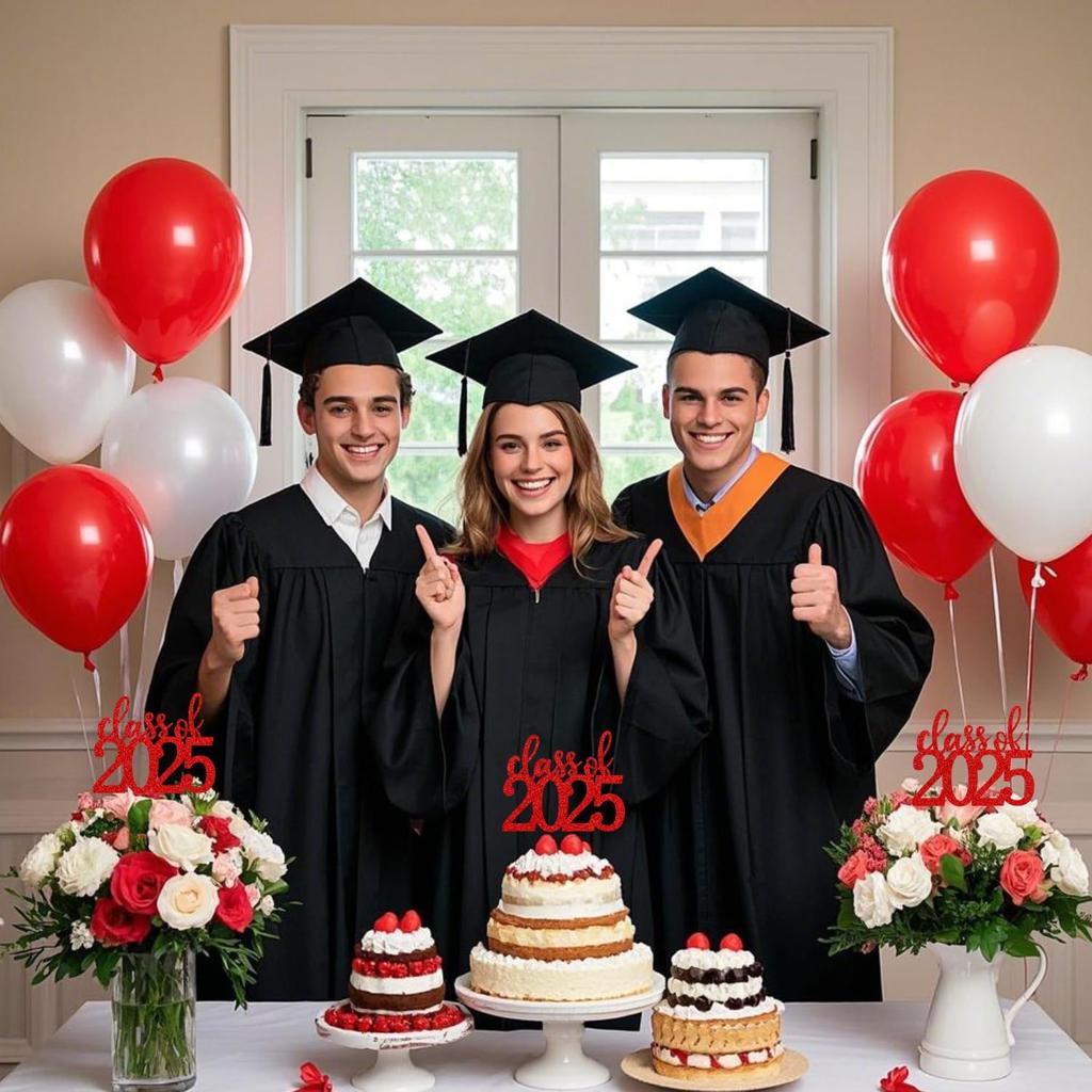 ALISSAR 12 Pack Pre-assembled Double Sided Class of 2025 Graduation Party Centerpiece Sticks, Centerpiece Table Decorations for 2025 Graduation Party