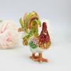 Premium Alloy Rooster Figurine Box With Enamel Finish For Safekeeping Valuables And Gifts Jewelry Organiser