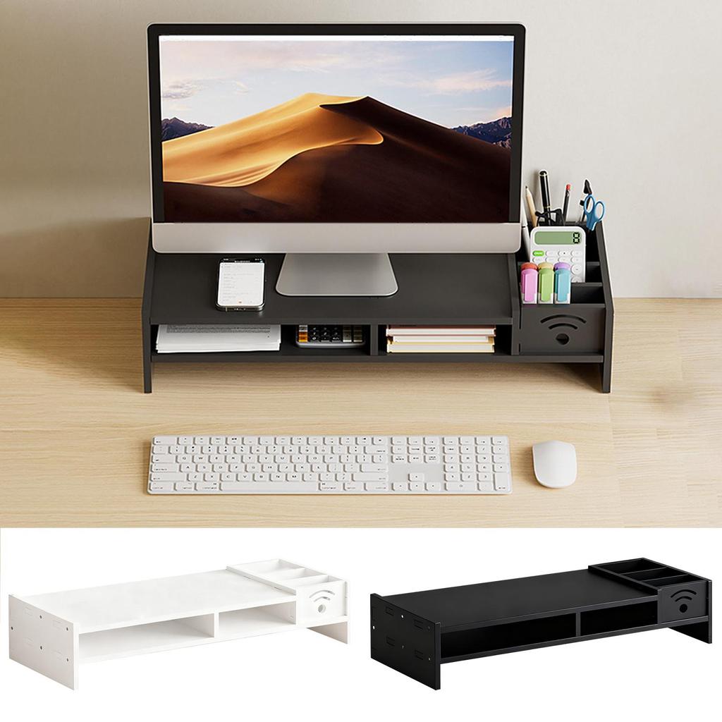 Schreibtisch-Monitorständer 2-stufiger Schreibtischhalter 4,3 Zoll Höhe Computererhöhung mit Aufbewahrungs-Organizer für Zuhause Laptop PC TV Arbeitstisch