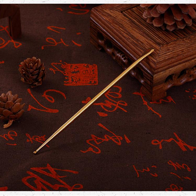 Double-Headed Spring-Loaded Ear Body Point Probe Stimulator Facial Reflexology Tools for Acupoint Search Massage Pen Ear Spoon золотой