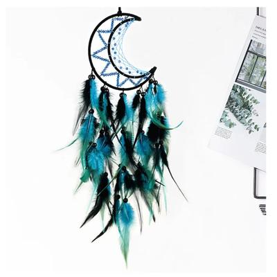 Indischer Mond Traumfänger Windspiele Handgewebte Feder Zimmer Wandbehang Ornament Kreativer Auto Anhänger Geburtstagsgeschenk Home Decor