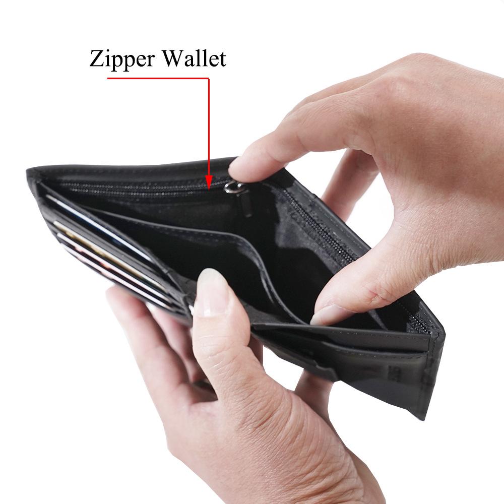 Men's RFID Genuine Leather 3-Fold Wallet with Zipper Coin Purse and Card Holder.