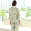 Simulation silk pajamas women's summer thin loungewear printed cardigan casual loose and comfortable two-piece set