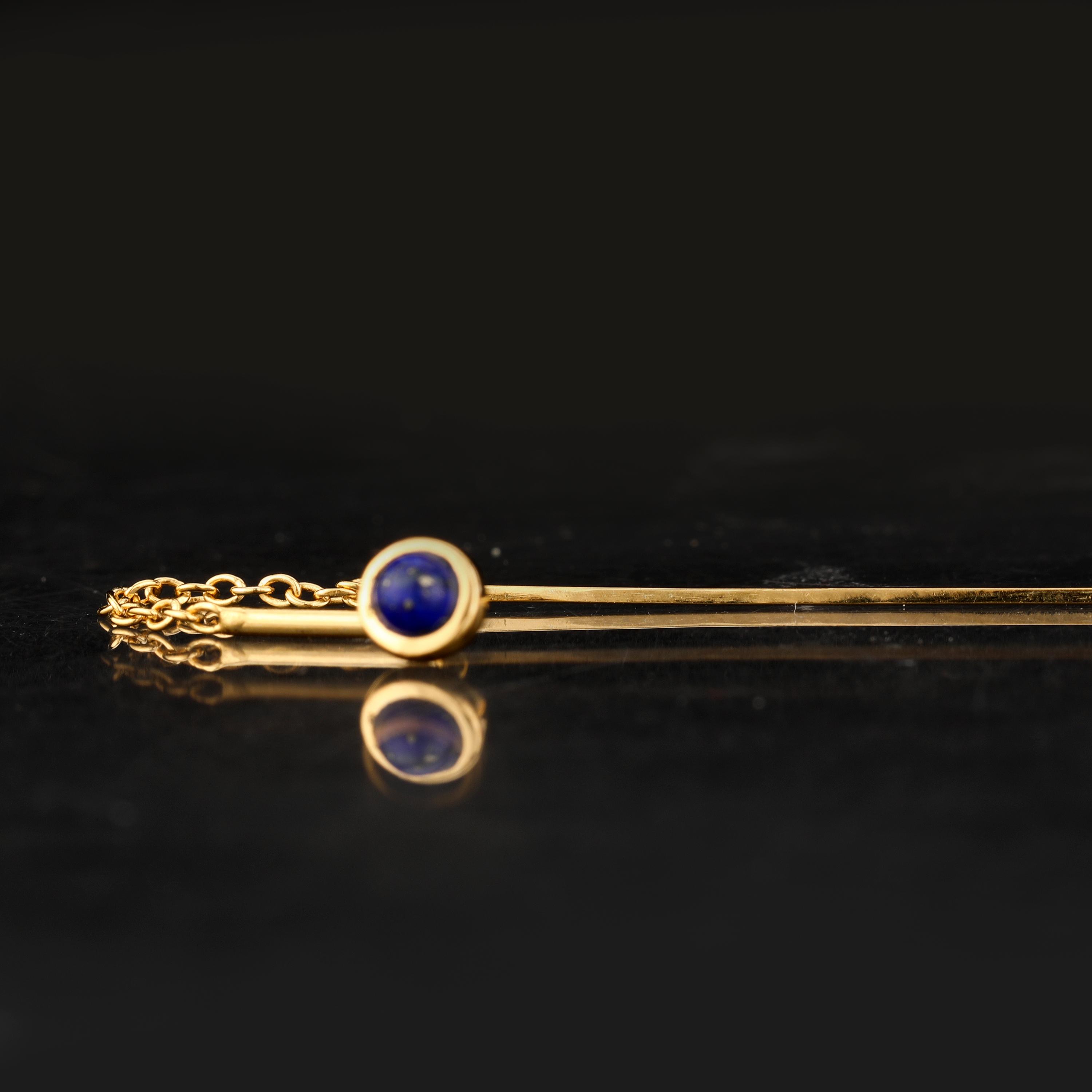 

Lapis Lazuli Chain Earrings 925 Sterling Silver Gold Plated Matte Jewelry Gift for Her золотий