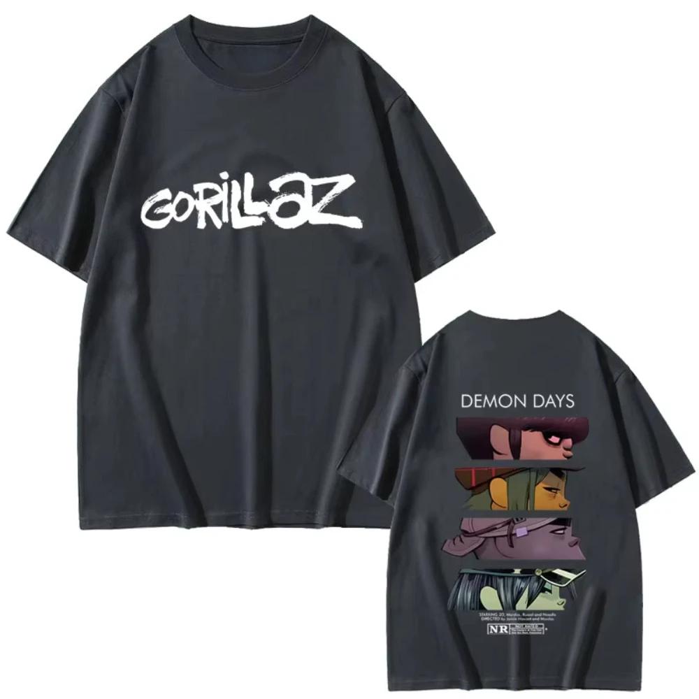 Rock Band Gorillaz Eyes Print Tshirts Unisex Women Hip Hop Fashion Oversized Streetwear Unisex Casual Soft Cotton Oversized T Shirts