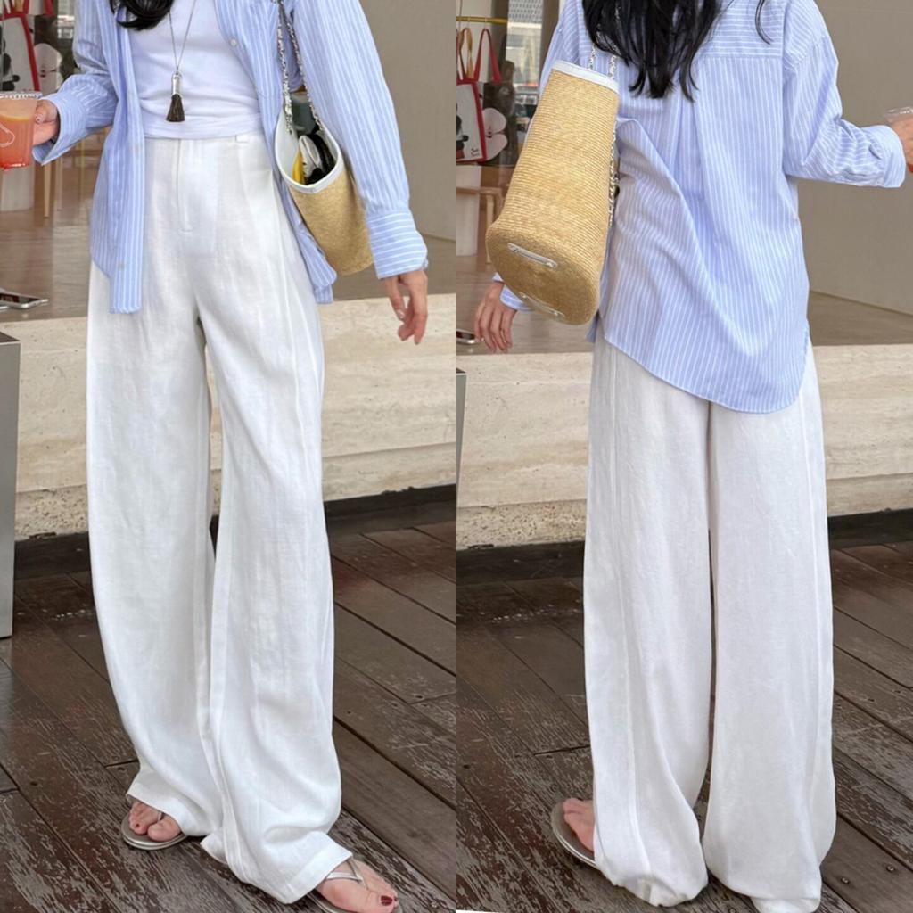 Linen Wide-leg Pants Women's Summer Thin 1116 New Drape Loose Tencel Anti-wrinkle Sunscreen Casual Straight-leg Pants