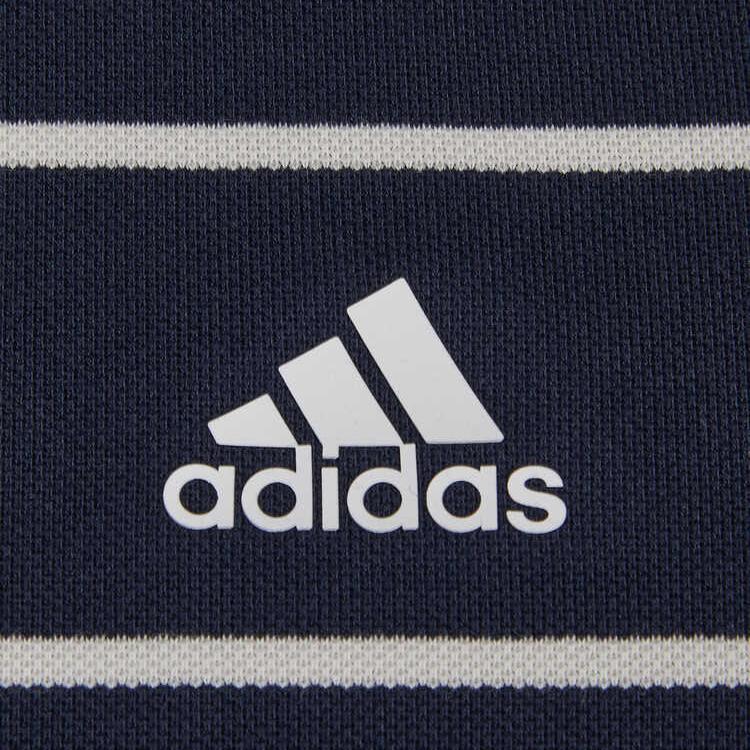 Adidas Embroidered Logo Stripe Half-Button Polo Shirt Men Tops Navy-Blue IA8164