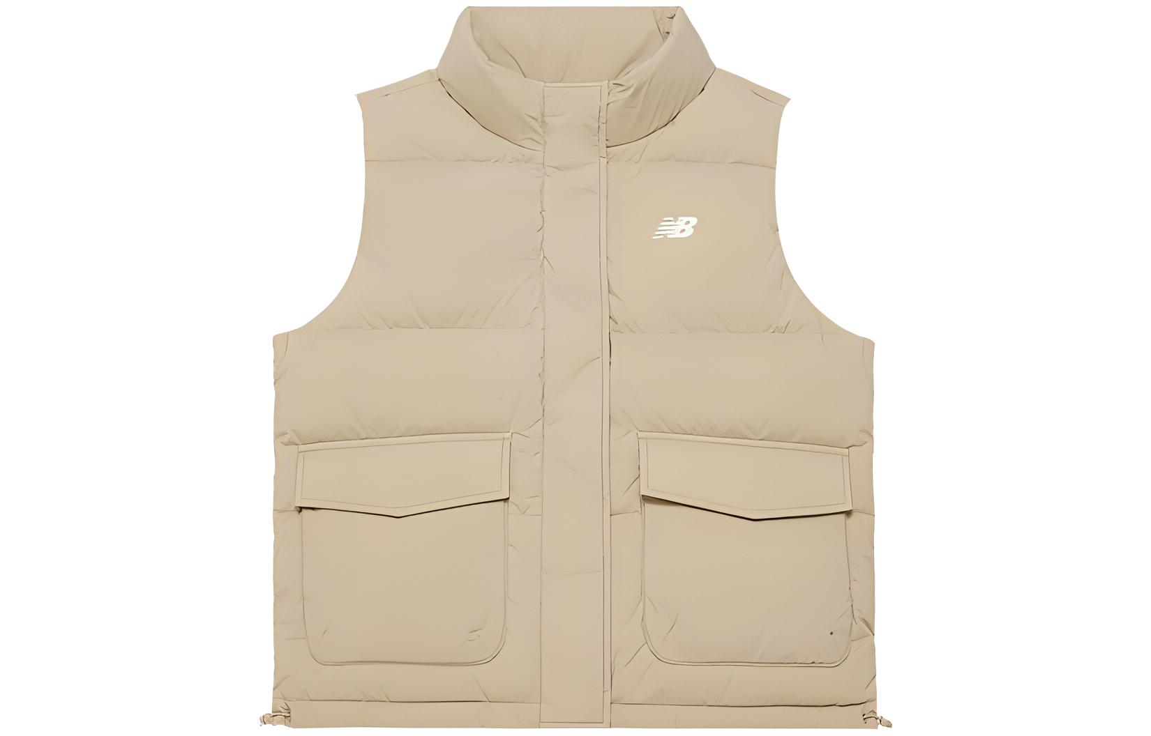New Balance Down Vests Women s Beige Stand Collar Moderate Other AWV34300-SOT S