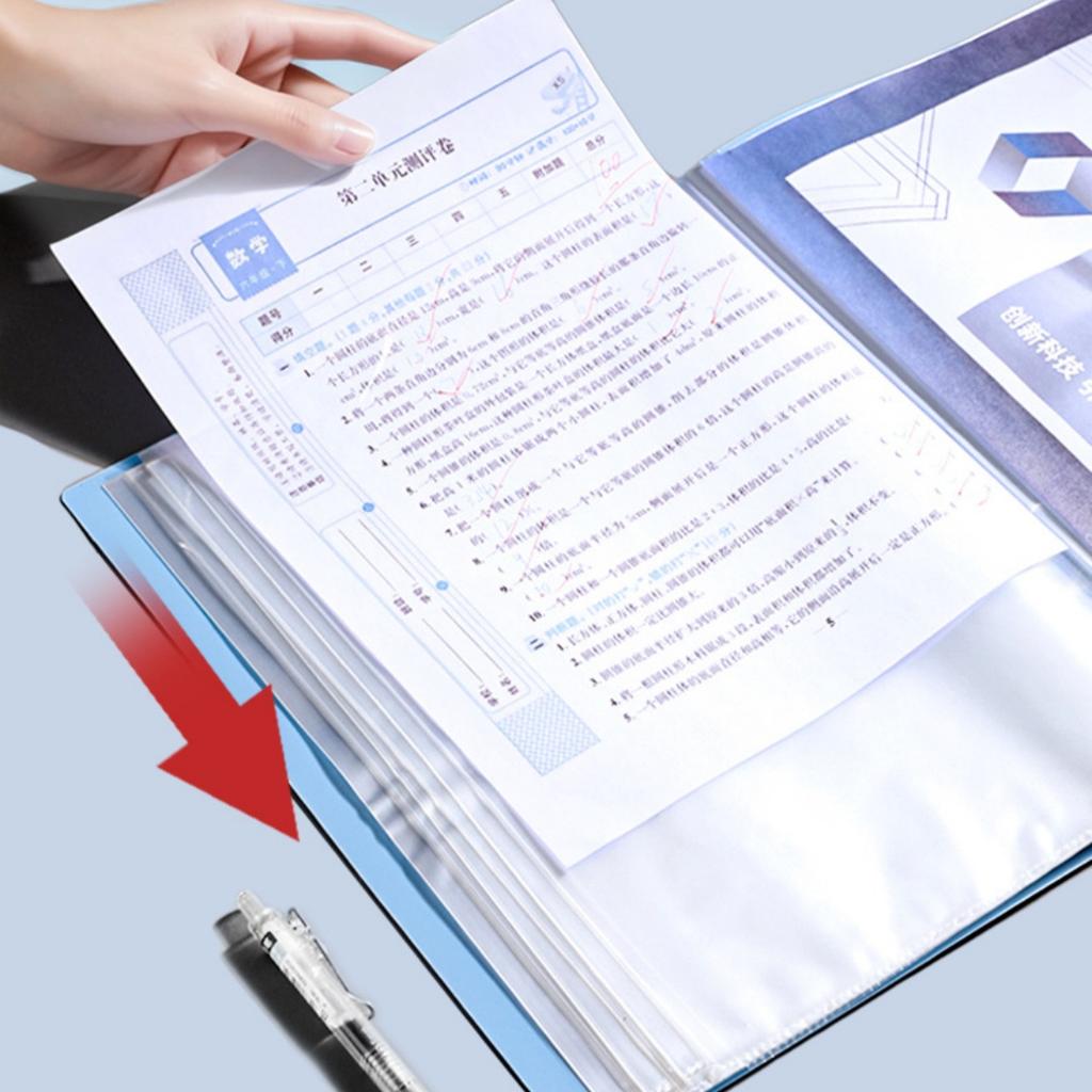 A4 File Organizer 40/60/100 Sheets Transparent Sleeves Document Holder For Office School Exam Paper Records Storage Supplies