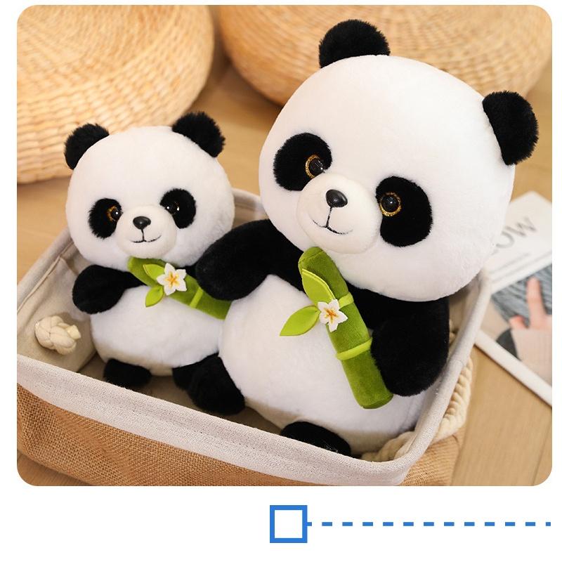 Cute Panda Plush Toy Stuffed Animal Doll Bamboo Shoot Flower Bear Gift For Girls And Kids