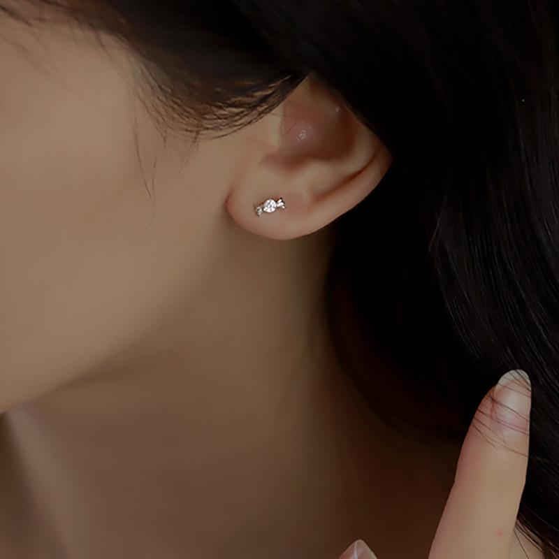 Candy Stud Earrings Women's Simple Niche Design Sense Zircon Earrings Earrings