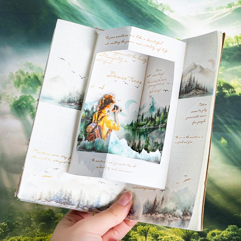 1 Rolka Retro Tusz Krajobraz Washi Tape Ukryta w Lesie Seria Poezji Materiały do Scrapbookingu Ramka na Zdjęcia DIY Naklejki Dekoracyjne