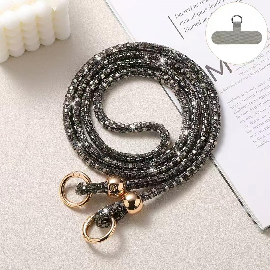 Kryształowy koralikowy smycz na telefon Pasek crossbody z zaczepem do urządzeń mobilnych