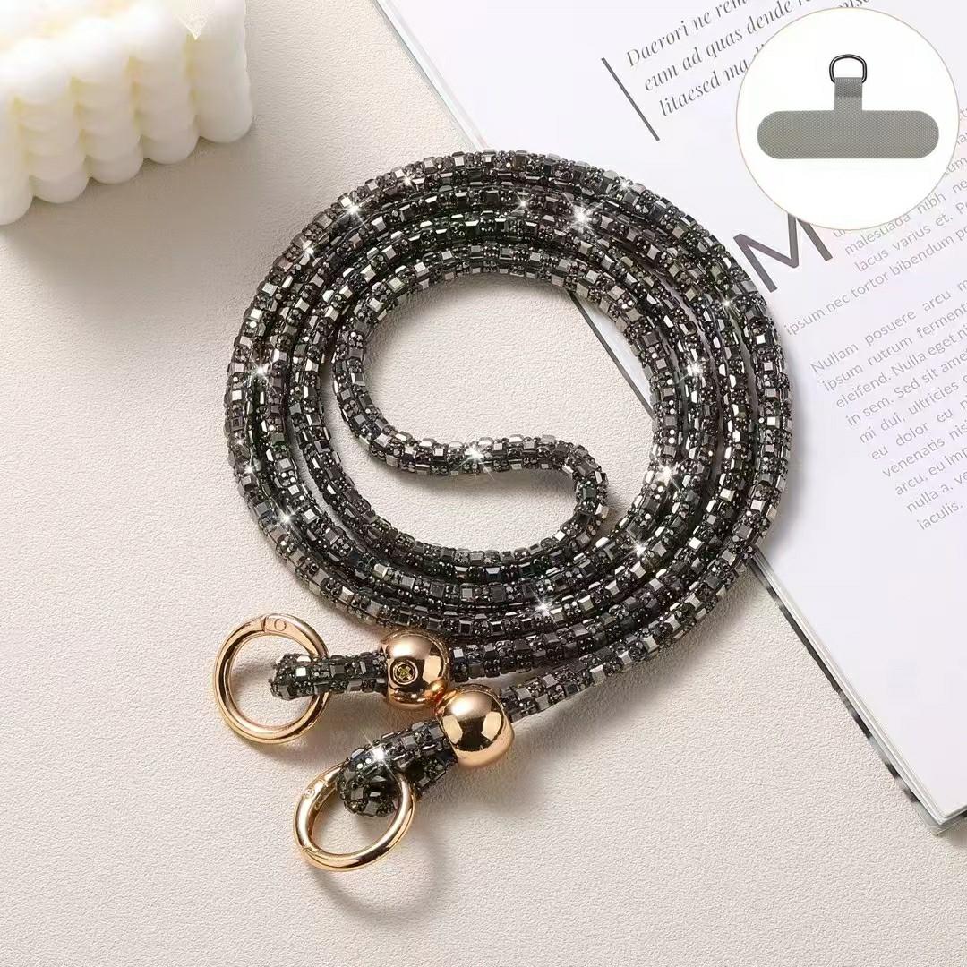 

Crystal Beaded Phone Lanyard Crossbody Strap with Tether Tab for Mobile Devices D