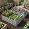 Set of 2 Galvanized Raised Garden Beds, 180 x 90 x 60 cm Metal Raised Beds with Safety Edge, Silver