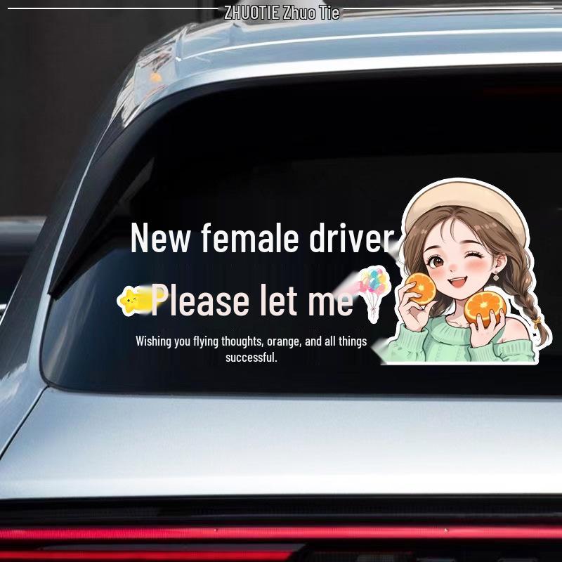 New Female Driver Reflective Warning Sticker – Please Let Me Pass, All the Best