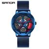 Sanda Men's Fashion Quartz Watch, Mesh Strap, Waterproof, Outdoor Casual, Hollow Wheel Dial.