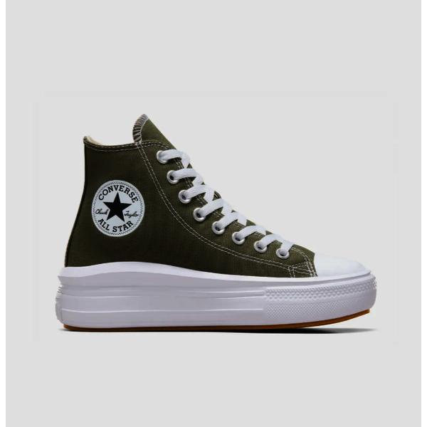 Converse Lightweight High Top Canvas Sneakers Platform Khaki A08295c