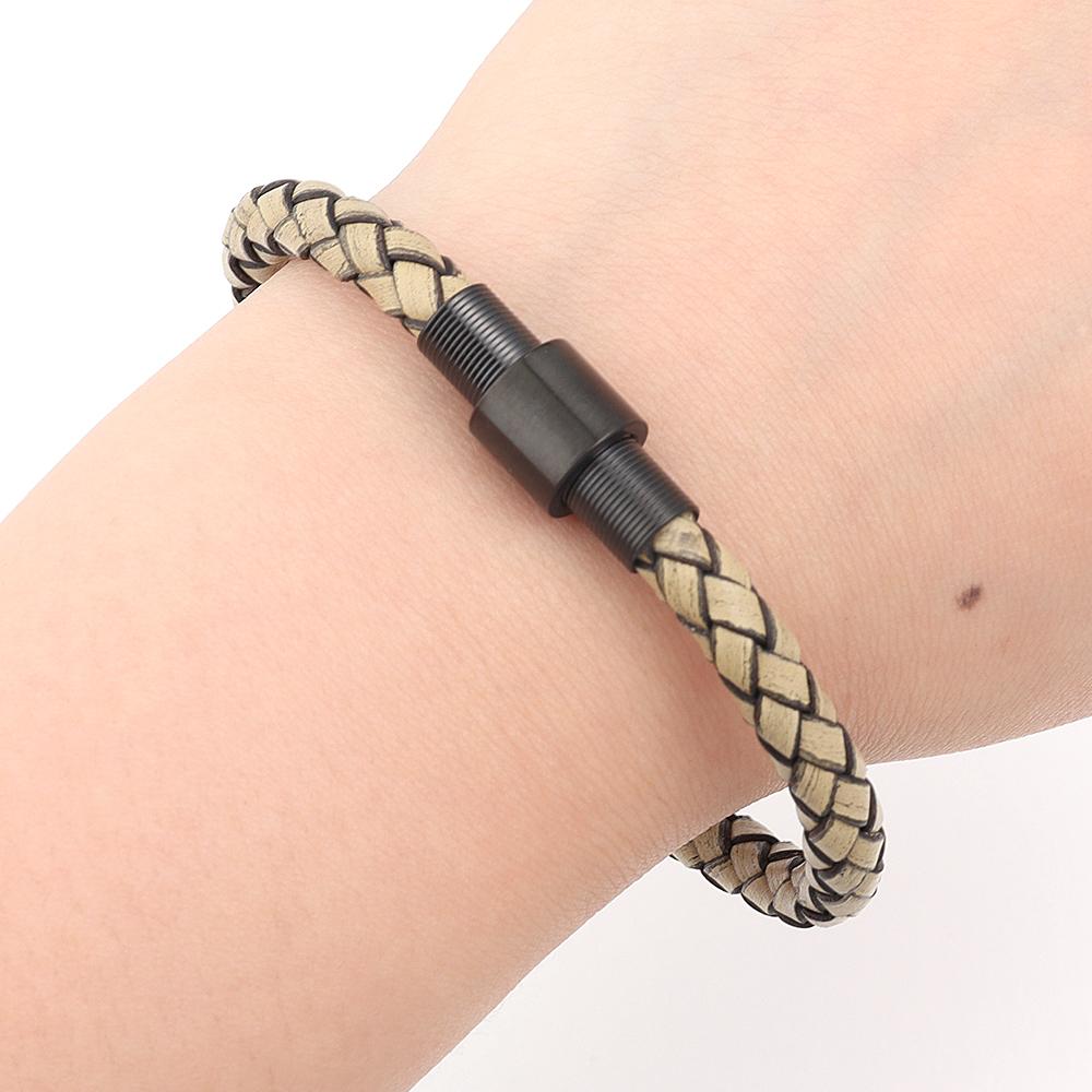 Vintage Leather Bracelet Stainless Steel Magnetic Clasp Braided Cord Rope For Men Fashion Design Simple Handmade Jewelry Gifts