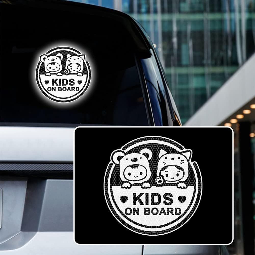 

High Intensity Reflective Kids on Board Car Sticker Waterproof Safety Warning Sticker Baby on Board Car Body Bumper Window Decal Kids in Car Sticker білий