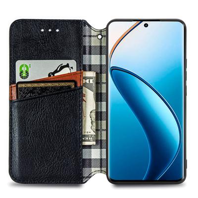 For Realme 12 4G/12+ 5G PU Leather Case Rhombus Imprint Wallet Stand Phone Cover