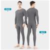 Nesseo Warm Underwear Brushed Long Sleeve and for Winter Men's Set, Double-Sided Fleece, Shirt, Underpants, Lightweight, Wear, 1137M-set-bb-lgr-2XL