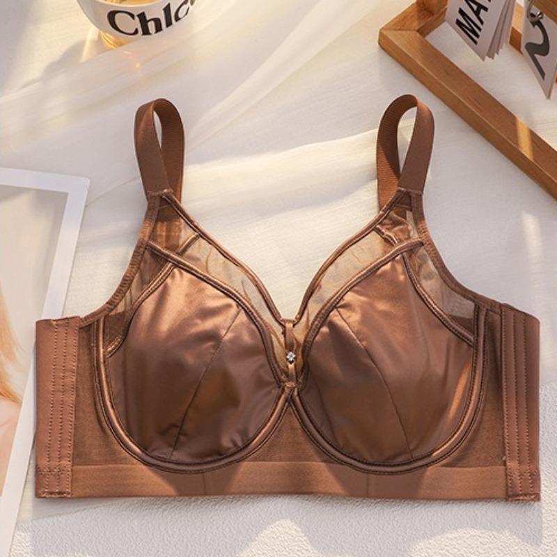 Satin Silk Thin Bra with Soft Underwire To Prevent Sagging and Support Large Busts