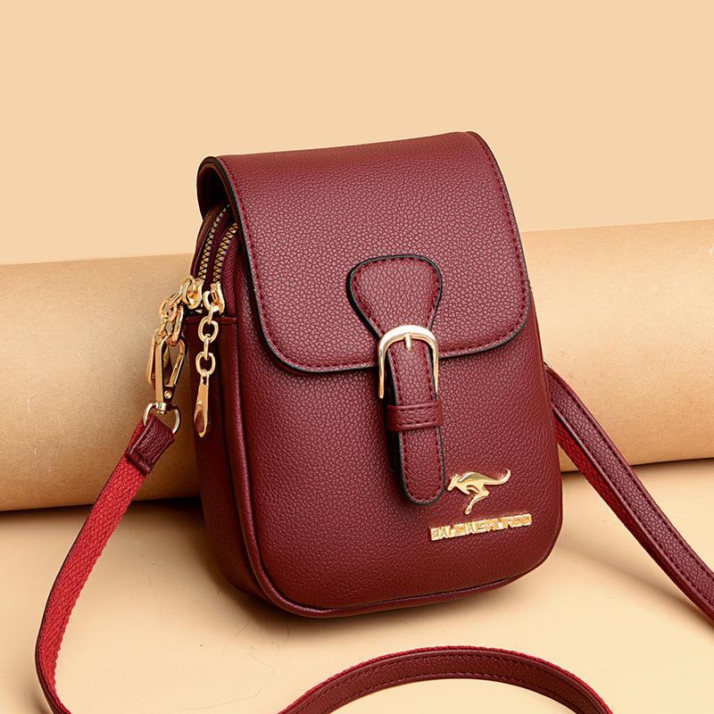Damentasche Neue Damen-Handytasche Einfache und vielseitige weiche Leder-One-Shoulder-Crossbody-Münzbrieftasche Trendy