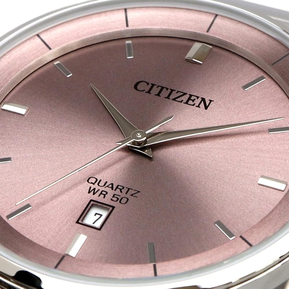 Citizen Quartz Men's Watch BI5120-51Z Pink Gray Silver Stainless Steel Design
