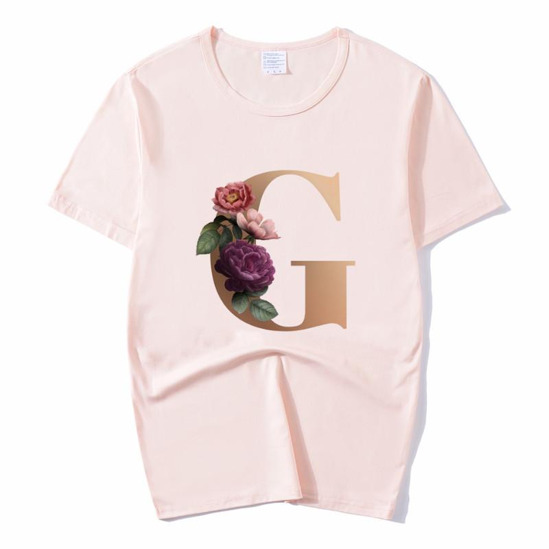 Summer A To Z 26 Alphabet Print Tshirt Cartoon Tees Women Streetwear Funny Casual T
