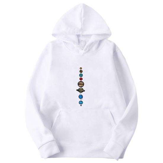 2024 унисекс, осенне-зимняя расписная толстовка, однотонная, с длинными рукавами, модная свободная толстовка большого размера, уличная одежда M белый