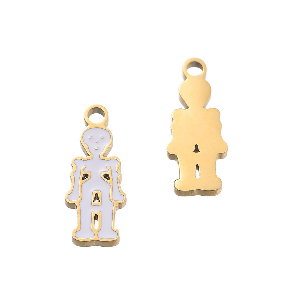 1pcs Stainless Steel Cartoon Halloween Enamel Charms Pumpkin Skeleton Ghost Bat Cat Pendants for DIY Jewelry Making Accessories