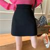 2024 Women's Black High-Waisted A-Line Midi Skirt - Versatile Slimming Mini for Petite